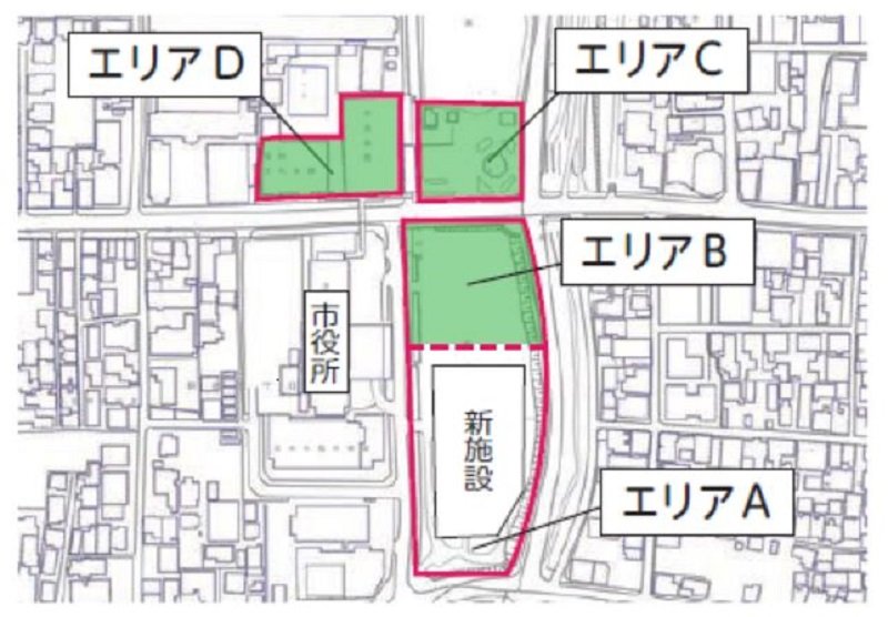 「茨木市市民会館跡地エリア活用基本計画」対象敷地図
