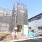 【東京都/荒川区町屋】町屋6期　1号棟 建築中の外観：全2区画、全2棟現場、1号棟　写真中央