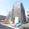 【東京都/荒川区町屋】町屋6期　1号棟 建築中の外観：全2区画、全2棟現場、1号棟　写真中央
