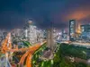 【東京都/港区海岸】Brillia Tower 浜離宮　ブリリアタワー浜離宮 バルコニーからの眺望（西側）：旧芝離宮恩賜公園・東京タワーを望めます。