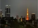 【東京都/渋谷区広尾1丁目】広尾マンション 眺望:LDKから東京タワーを望む(夜景・ズームあり)