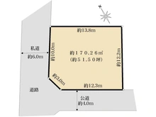 【千葉県/船橋市北本町】船橋市北本町二丁目　古屋付土地 区画図