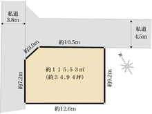 【東京都/武蔵野市吉祥寺北町】武蔵野市吉祥寺北町4丁目　売地 区画図