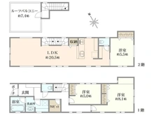 【東京都/北区田端】北区田端一丁目　土地 参考プラン（準耐火）価格2761万円（税込）：99.92m2（１Ｆ47.38m2、２Ｆ48.82m2、ＰＨ3.72m2）