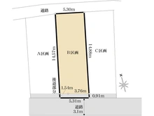 【東京都/中野区上高田】中野区上高田一丁目土地　B区画 区画図