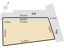 【東京都/足立区千住】足立区千住5丁目　古家付土地 区画図