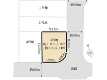 【神奈川県/茅ヶ崎市高田】茅ヶ崎市高田4丁目　4号地／全4区画 区画図