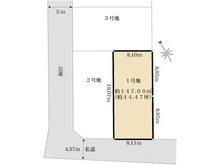 【東京都/武蔵野市吉祥寺北町】武蔵野市吉祥寺北町3丁目　売地　1号地 区画図