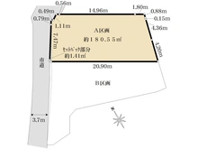 【神奈川県/鎌倉市小町】鎌倉市小町3丁目　土地　A区画/全2区画 区画図