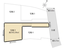 【神奈川県/鎌倉市大船】鎌倉市大船　土地　3区画/全4区画 区画図