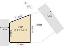 【神奈川県/横浜市青葉区市ケ尾町】青葉区市ケ尾町売地　1号区（全2区画） 区画図