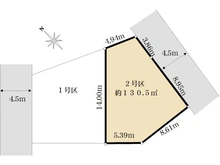 【神奈川県/横浜市青葉区市ケ尾町】青葉区市ケ尾町売地　2号区（全2区画） 区画図