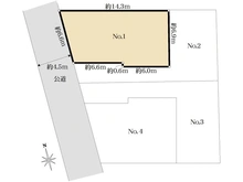 【東京都/調布市深大寺北町】調布市深大寺北町売地　全4区画　1号地 区画図