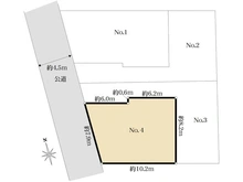 【東京都/調布市深大寺北町】調布市深大寺北町売地　全4区画　4号地 区画図