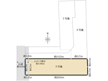 【東京都/練馬区早宮】練馬区早宮1丁目　建築条件付売地　3号地（全3区画）　 区画図
