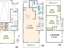 【東京都/世田谷区成城】世田谷区成城5丁目　売地 建築参考プラン：3LDK、延床面積105.7m2