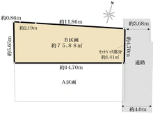 【東京都/杉並区和田】杉並区和田3丁目土地　B区画 区画図