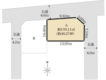 【埼玉県/所沢市大字北秋津】所沢市北秋津　売地　A区画 区画図