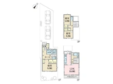 【東京都/江戸川区北葛西】江戸川区北葛西1丁目 土地 参考プラン 延床面積122.47㎡(1F:42.97㎡、2F:39.75㎡、3F:39.75㎡)