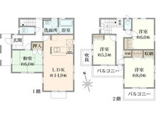【千葉県/鎌ケ谷市東道野辺】鎌ケ谷市東道野辺2丁目　中古戸建 間取り図