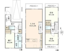 【東京都/府中市府中町】府中市府中町三丁目　新築戸建　1号棟 間取り図