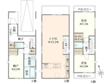 【東京都/府中市府中町】府中市府中町三丁目　新築戸建　2号棟 間取り図