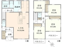 【神奈川県/横浜市泉区岡津町】横浜市泉区岡津町　新築戸建　2号棟（全2棟） 間取り図