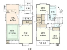 【埼玉県/草加市新栄】草加市新栄1丁目　戸建 間取り図