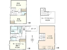 【東京都/江東区扇橋】扇橋一丁目戸建 間取り図