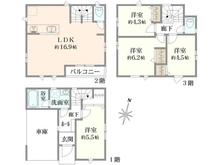 【神奈川県/川崎市川崎区小田】川崎市川崎区小田5丁目　新築戸建 B棟／全6棟 間取り図
