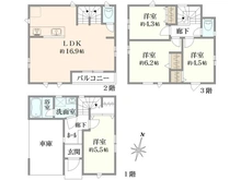 【神奈川県/川崎市川崎区小田】川崎市川崎区小田5丁目　新築戸建 C棟／全6棟 間取り図