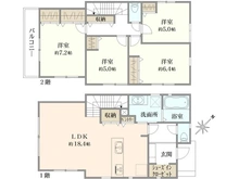【神奈川県/横浜市保土ケ谷区仏向町】横浜市保土ケ谷区仏向町　新築戸建　2号棟/全2棟 間取り図