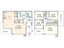 【神奈川県/横浜市都筑区荏田東】横浜市都筑区荏田東四丁目　新築戸建1号棟 間取り図