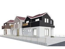 【神奈川県/藤沢市亀井野】藤沢市亀井野 新築戸建 1号棟/全3棟 完成予想図:全3棟、1号棟は手前側。図面を基に描き起したもので、実際とは異なる場合があります。