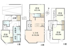 【東京都/北区十条仲原】北区十条仲原三丁目　新築戸建　1号棟 間取り図