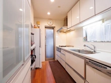 【東京都/世田谷区等々力】世田谷区等々力一丁目中古戸建 キッチン：食洗器あり、勝手口あり
