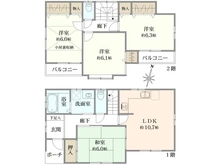 【神奈川県/横浜市金沢区六浦南】横浜市金沢区六浦南二丁目　中古戸建 間取り図