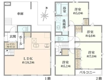 【神奈川県/横浜市金沢区六浦】横浜市金沢区六浦三丁目　新築戸建　1号棟 間取り図