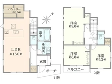 【神奈川県/横浜市磯子区田中】横浜市磯子区田中1丁目　新築戸建　A棟/全3棟 間取り図