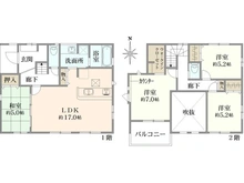 【神奈川県/横浜市栄区桂台西】栄区桂台西2丁目　新築戸建1号棟(全2棟) 間取り図