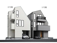 【東京都/立川市羽衣町】立川市羽衣町1丁目　新築戸建　1号棟 完成予想図：図面を基に描き起したもので、実際とは多少異なる場合があります。（全2棟・右側）