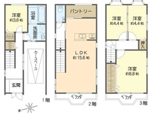【大阪府/大阪市北区長柄中】大阪市北区長柄中三丁目　戸建て 間取り図