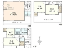 【埼玉県/草加市氷川町】草加市氷川町　中古戸建 間取り図