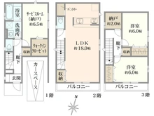 【東京都/西東京市富士町】西東京市富士町6丁目新築戸建　1号棟 間取り図