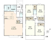 【神奈川県/横浜市旭区東希望が丘】旭区東希望が丘　新築戸建て　1号棟 間取り図