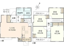 【神奈川県/横浜市緑区長津田】緑区長津田2丁目　新築戸建　B号棟 間取り図
