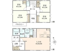 【神奈川県/横浜市都筑区二の丸】横浜市都筑区二の丸　新築戸建　2号棟 間取り図