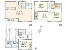 【千葉県/市川市稲荷木】市川市稲荷木3丁目　新築戸建　2号棟 間取り図