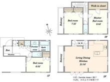 【神奈川県/川崎市中原区小杉陣屋町】川崎市中原区小杉陣屋町一丁目　中古戸建 間取り図