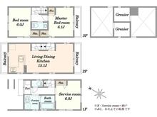 【神奈川県/川崎市中原区中丸子】川崎市中原区中丸子　中古戸建 間取り図